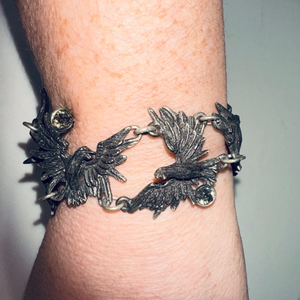 Unique Alchemy England Raven with Crystals Bracelet (see matching ring)